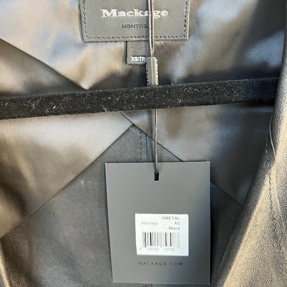 NWT MACKAGE  'Gretal' LAMB SKIN LUX LEATHER Open/Drape Front Jacket Black Size S - Picture 4 of 5